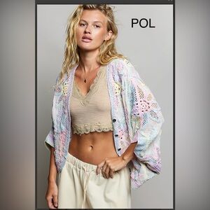 BP224-7💙💚POL perfection batwing Sleeve button front  cardi in pink+blue+-elegant